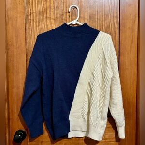 Navy and Cream Sweater - Size Small